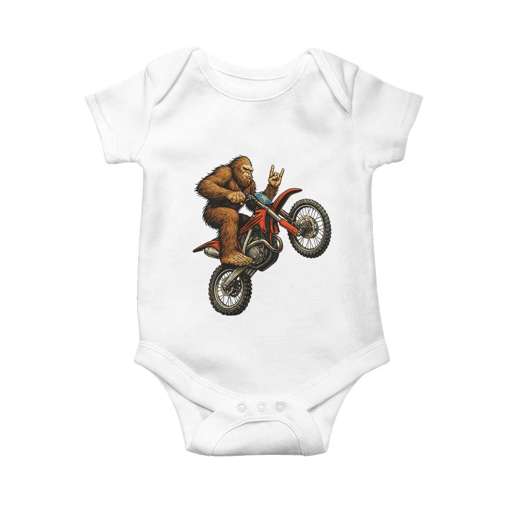 Bigfoot Dirt Bike Baby Onesie Motocross Sasquatch Rock On Hand TS14 White Print Your Wear