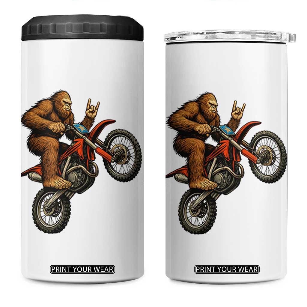 Bigfoot Dirt Bike 4 in 1 Can Cooler Tumbler Motocross Sasquatch Rock On Hand TS14 One Size: 16 oz White Print Your Wear