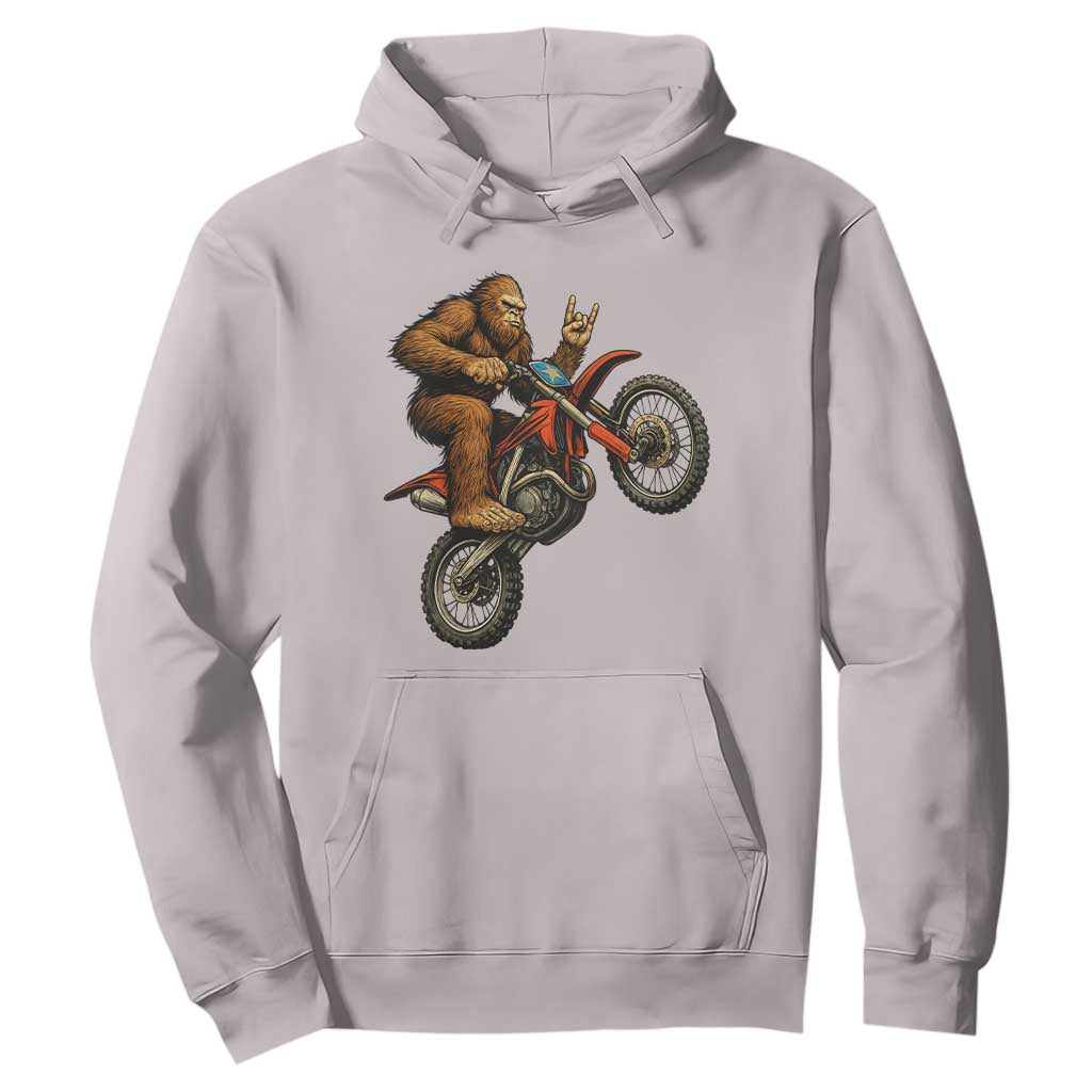 Bigfoot Dirt Bike Hoodie Motocross Sasquatch Rock On Hand TS14 Ice Gray Print Your Wear