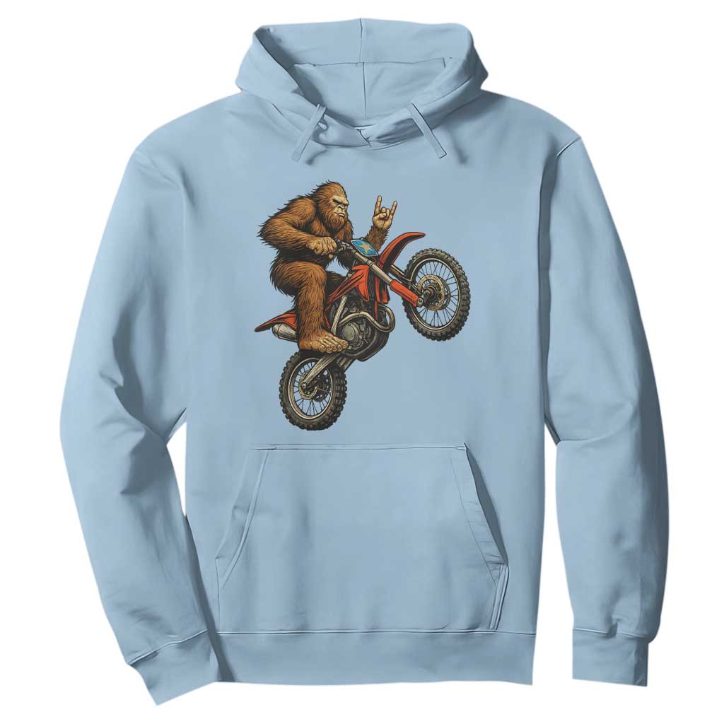 Bigfoot Dirt Bike Hoodie Motocross Sasquatch Rock On Hand TS14 Light Blue Print Your Wear