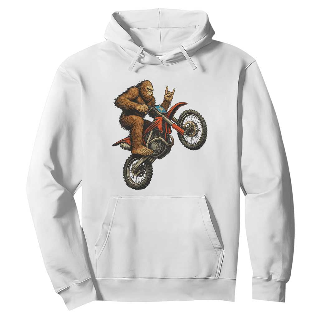 Bigfoot Dirt Bike Hoodie Motocross Sasquatch Rock On Hand TS14 White Print Your Wear