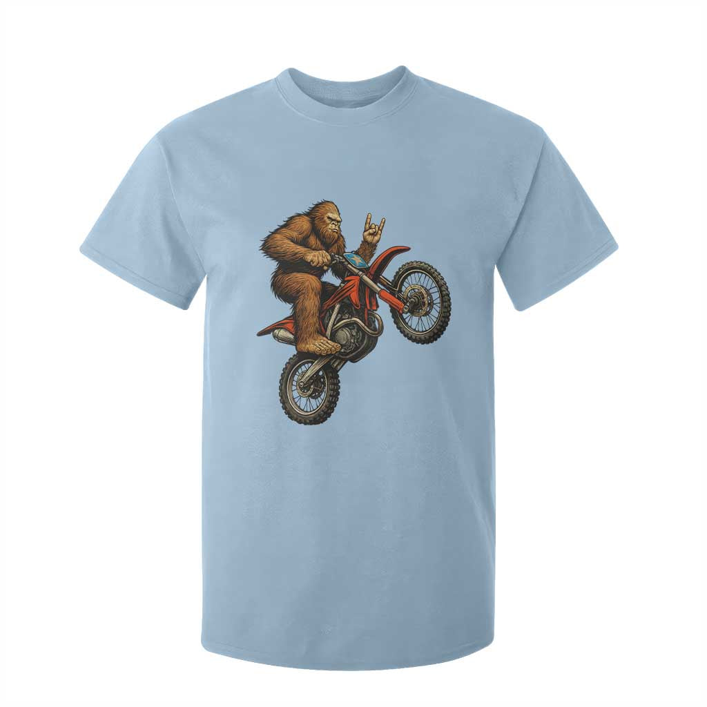 Bigfoot Dirt Bike T Shirt For Kid Motocross Sasquatch Rock On Hand TS14 Light Blue Print Your Wear