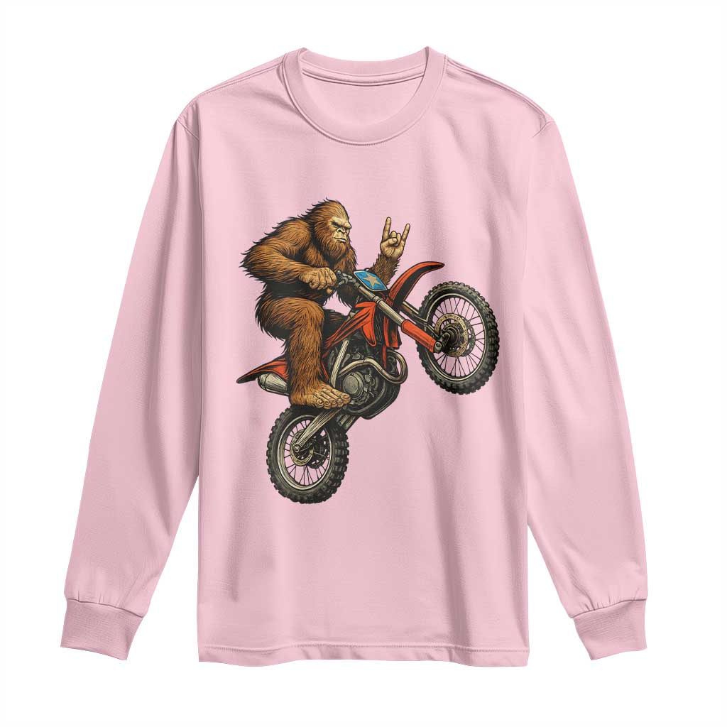 Bigfoot Dirt Bike Long Sleeve Shirt Motocross Sasquatch Rock On Hand TS14 Light Pink Print Your Wear