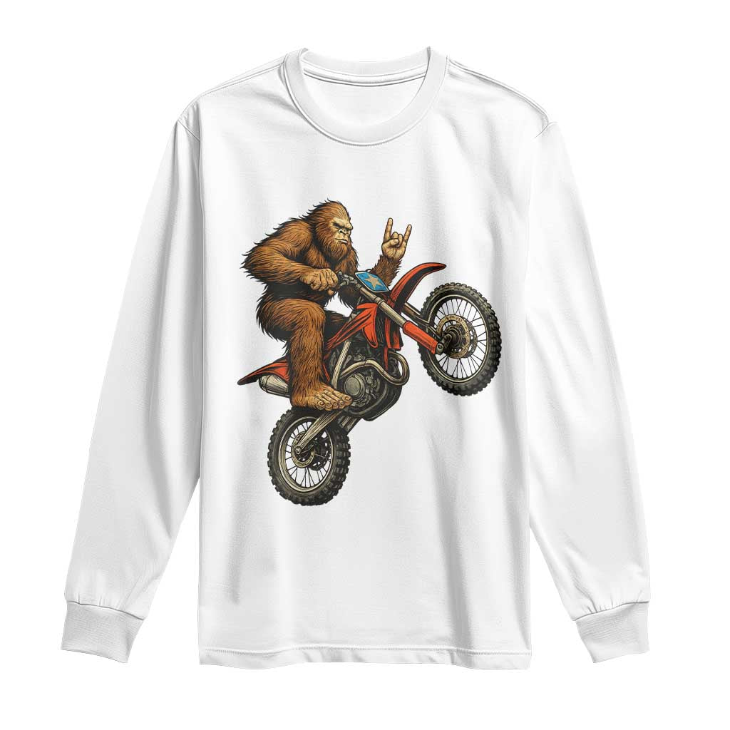 Bigfoot Dirt Bike Long Sleeve Shirt Motocross Sasquatch Rock On Hand TS14 White Print Your Wear