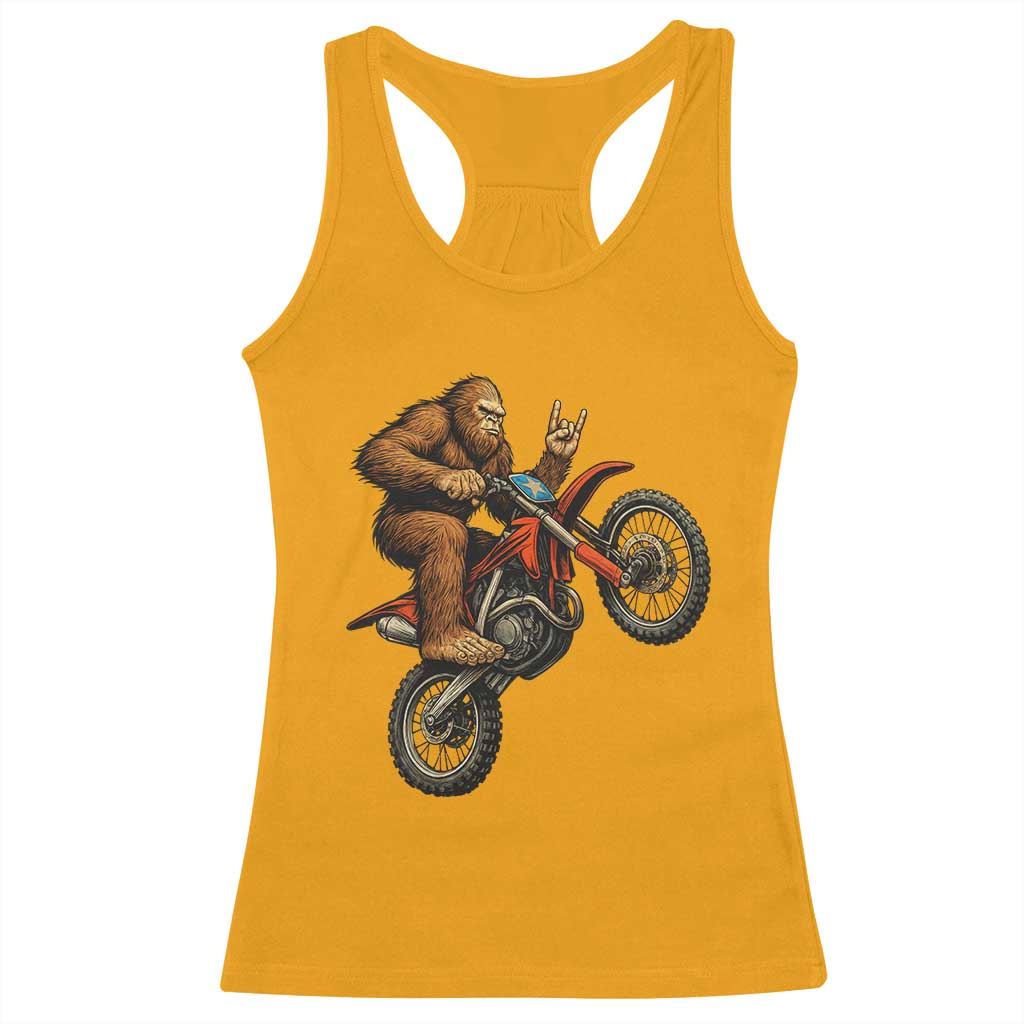 Bigfoot Dirt Bike Racerback Tank Top Motocross Sasquatch Rock On Hand TS14 Gold Print Your Wear
