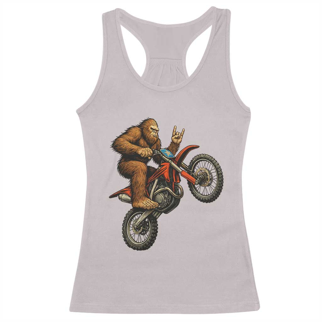 Bigfoot Dirt Bike Racerback Tank Top Motocross Sasquatch Rock On Hand TS14 Ice Gray Print Your Wear