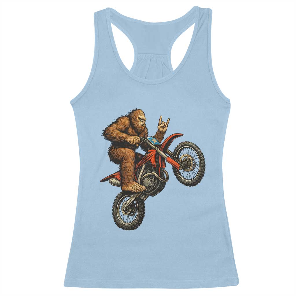 Bigfoot Dirt Bike Racerback Tank Top Motocross Sasquatch Rock On Hand TS14 Light Blue Print Your Wear