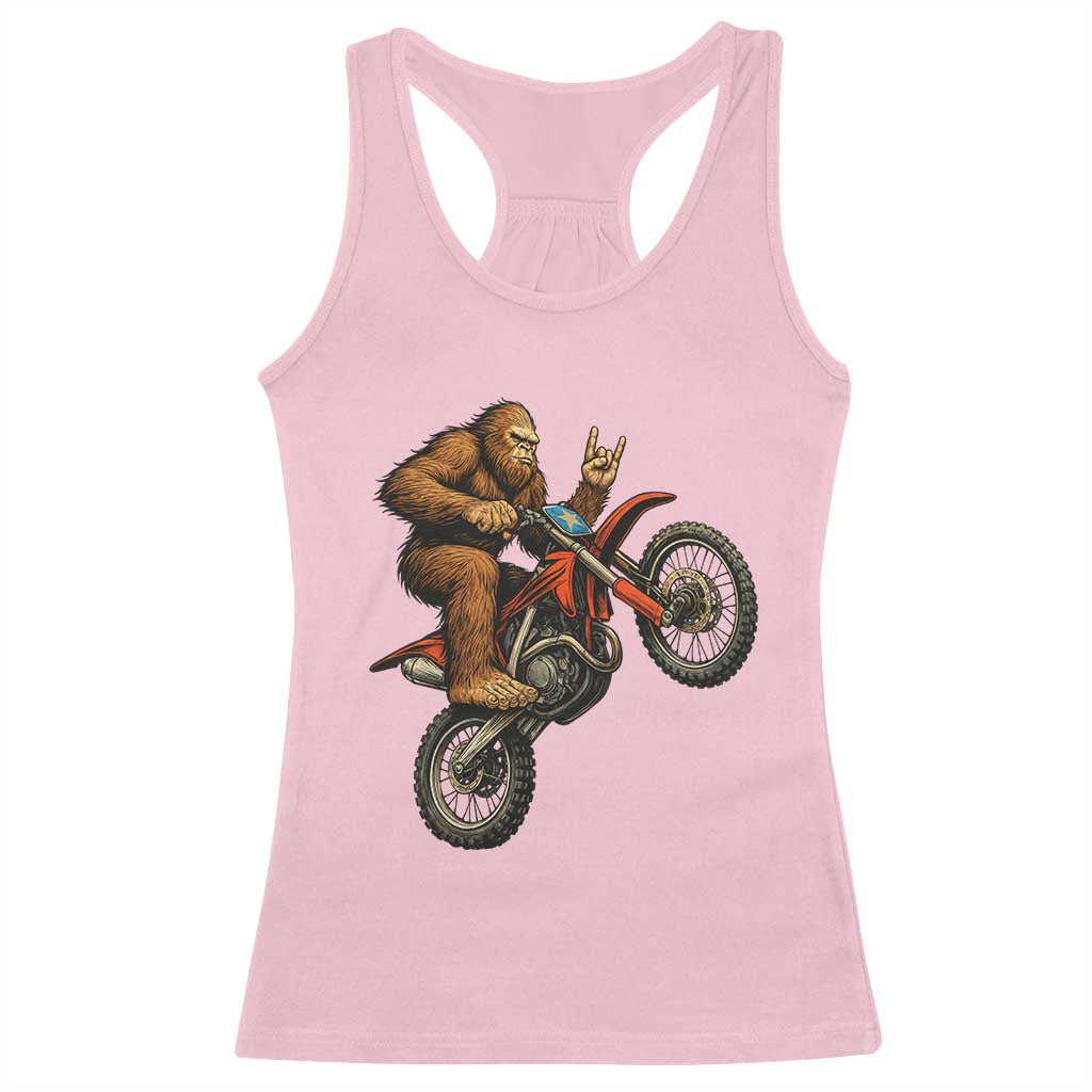 Bigfoot Dirt Bike Racerback Tank Top Motocross Sasquatch Rock On Hand TS14 Light Pink Print Your Wear
