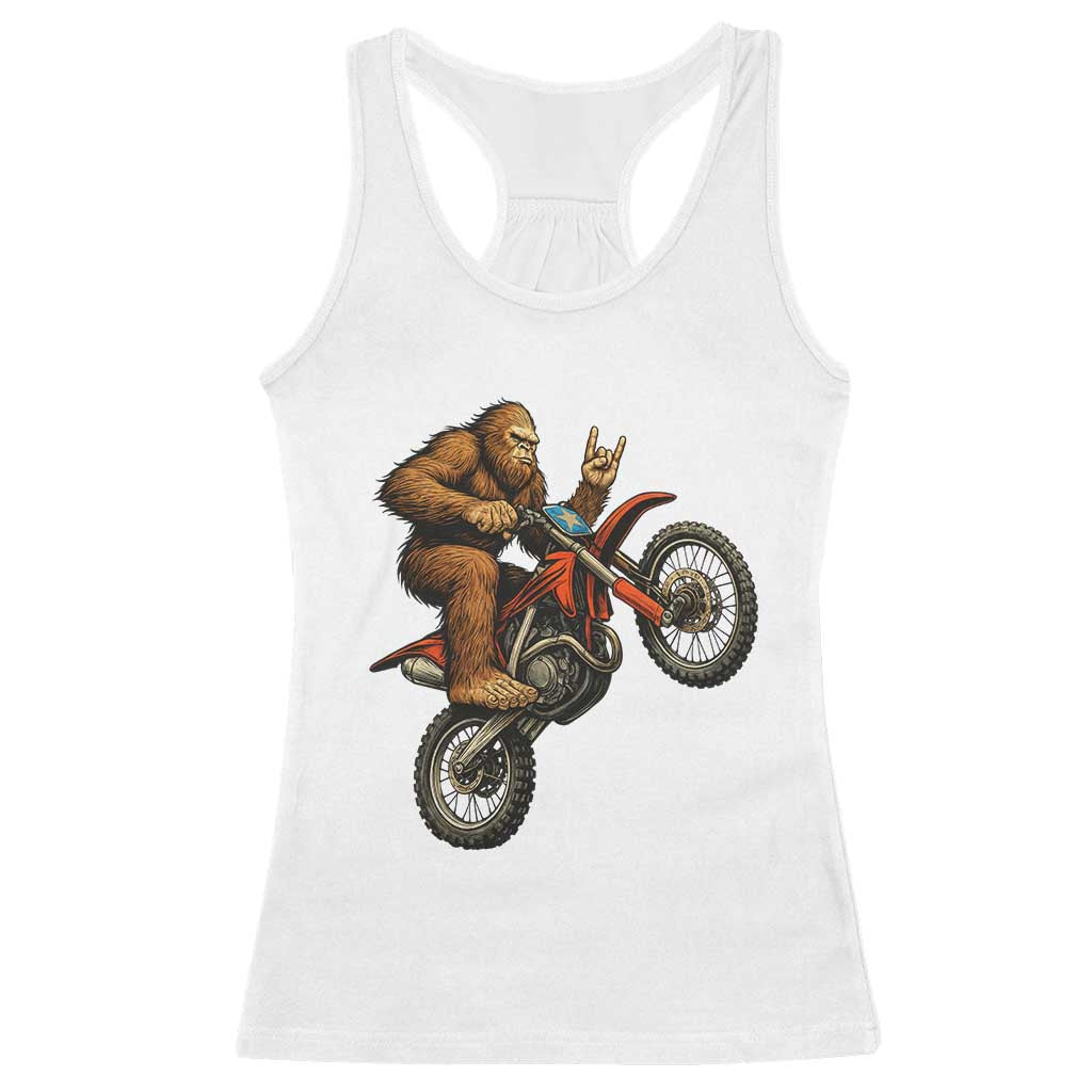 Bigfoot Dirt Bike Racerback Tank Top Motocross Sasquatch Rock On Hand TS14 White Print Your Wear