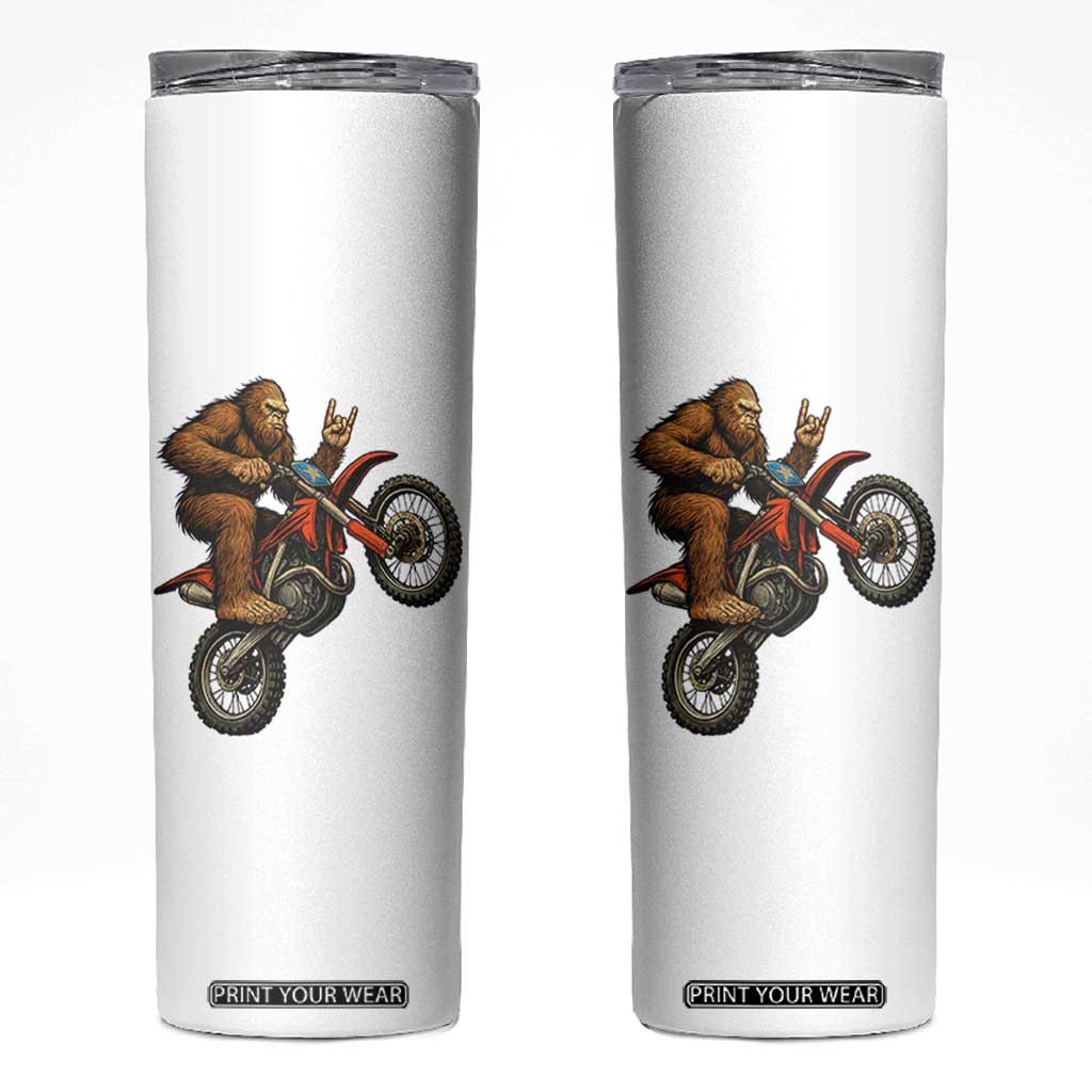 Bigfoot Dirt Bike Skinny Tumbler Motocross Sasquatch Rock On Hand TS14 White Print Your Wear