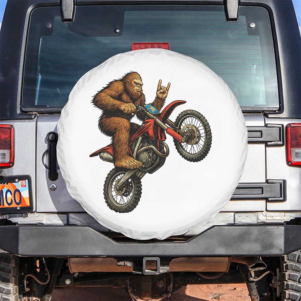 Bigfoot Dirt Bike Spare Tire Cover Motocross Sasquatch Rock On Hand TS14 No hole White Print Your Wear