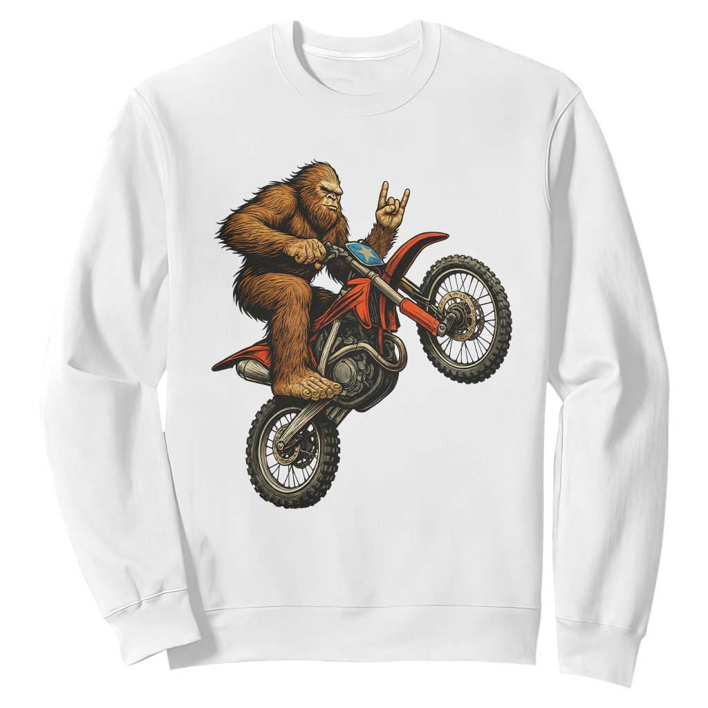 Bigfoot Dirt Bike Sweatshirt Motocross Sasquatch Rock On Hand TS14 White Print Your Wear