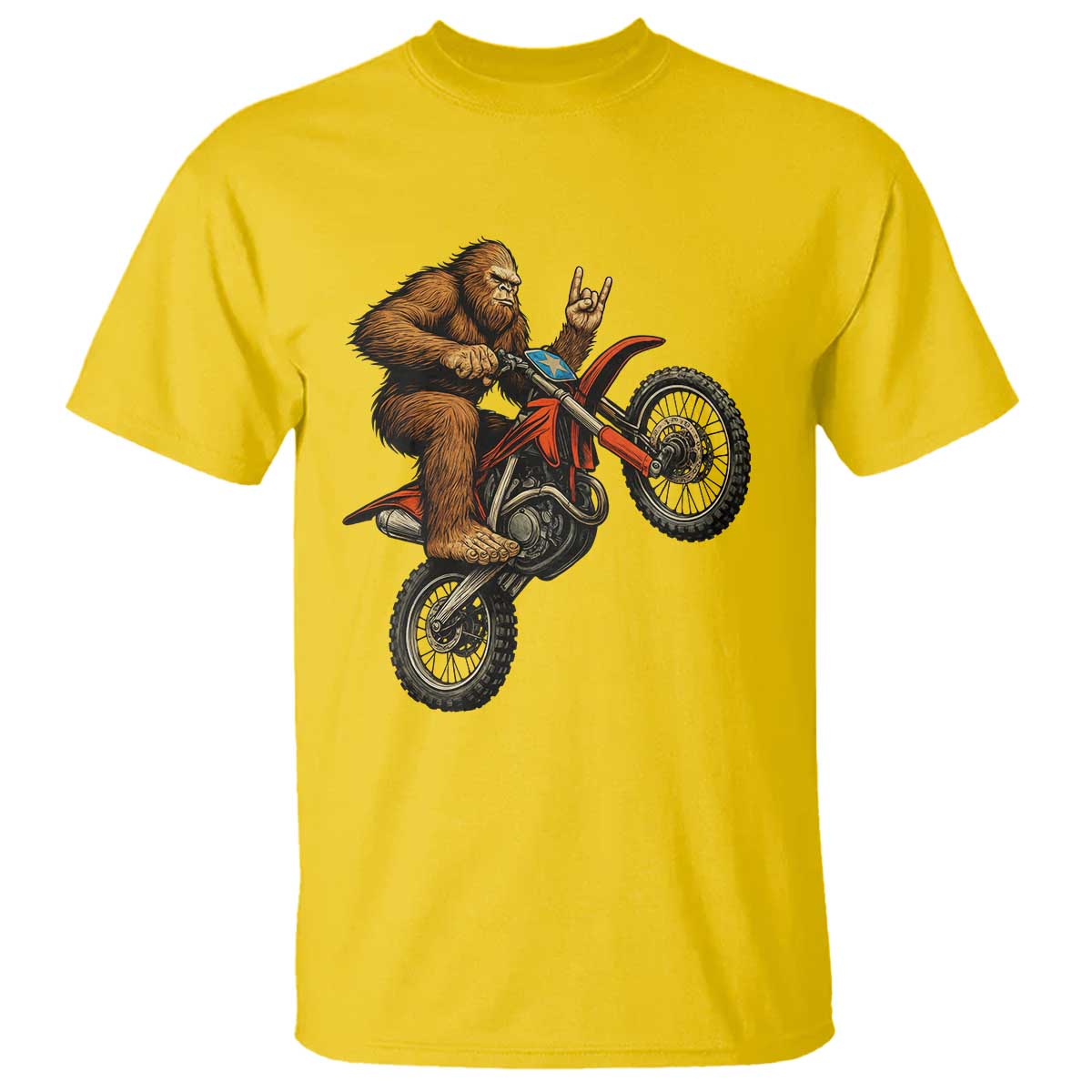 Bigfoot Dirt Bike T Shirt Motocross Sasquatch Rock On Hand TS14 Daisy Print Your Wear