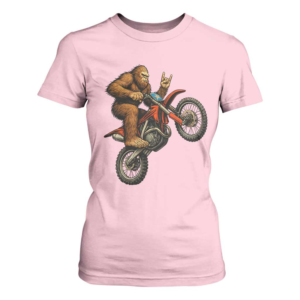 Bigfoot Dirt Bike T Shirt For Women Motocross Sasquatch Rock On Hand TS14 Light Pink Print Your Wear