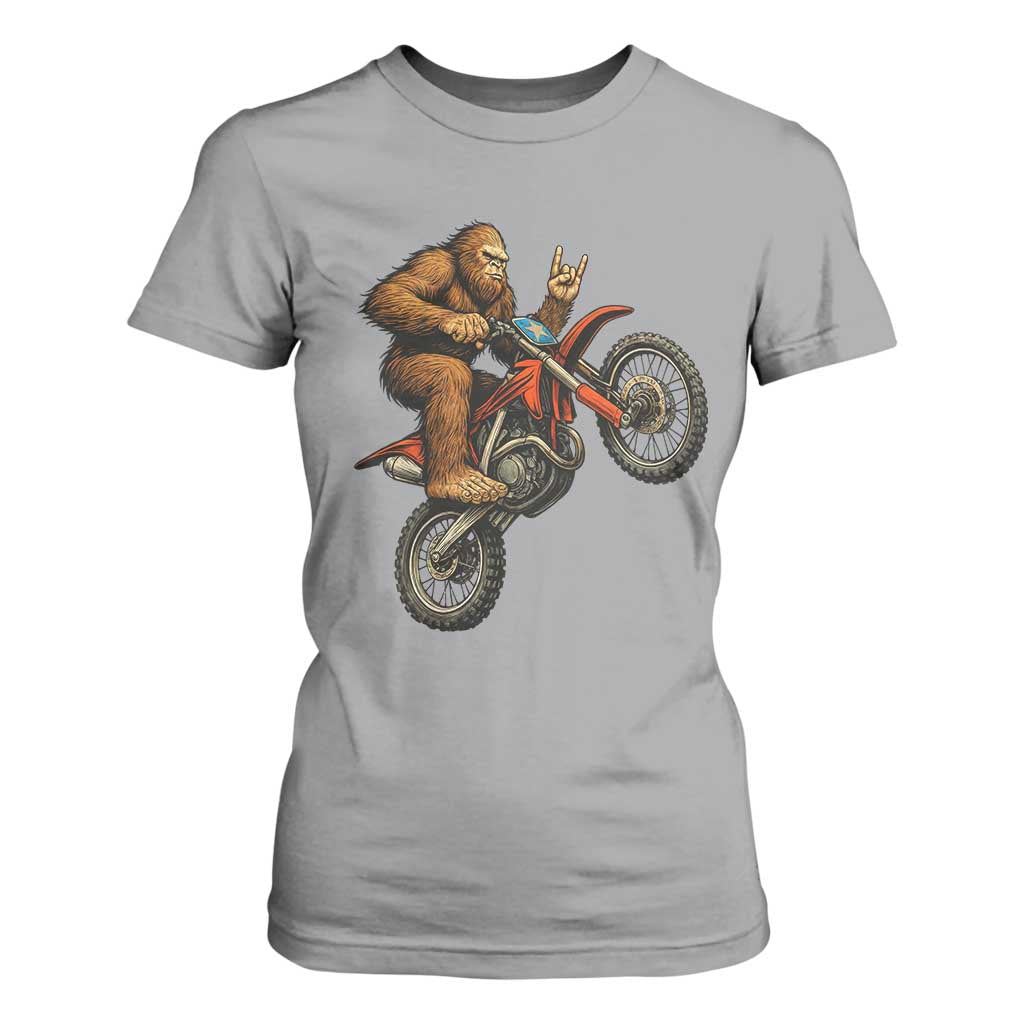 Bigfoot Dirt Bike T Shirt For Women Motocross Sasquatch Rock On Hand TS14 Sport Gray Print Your Wear