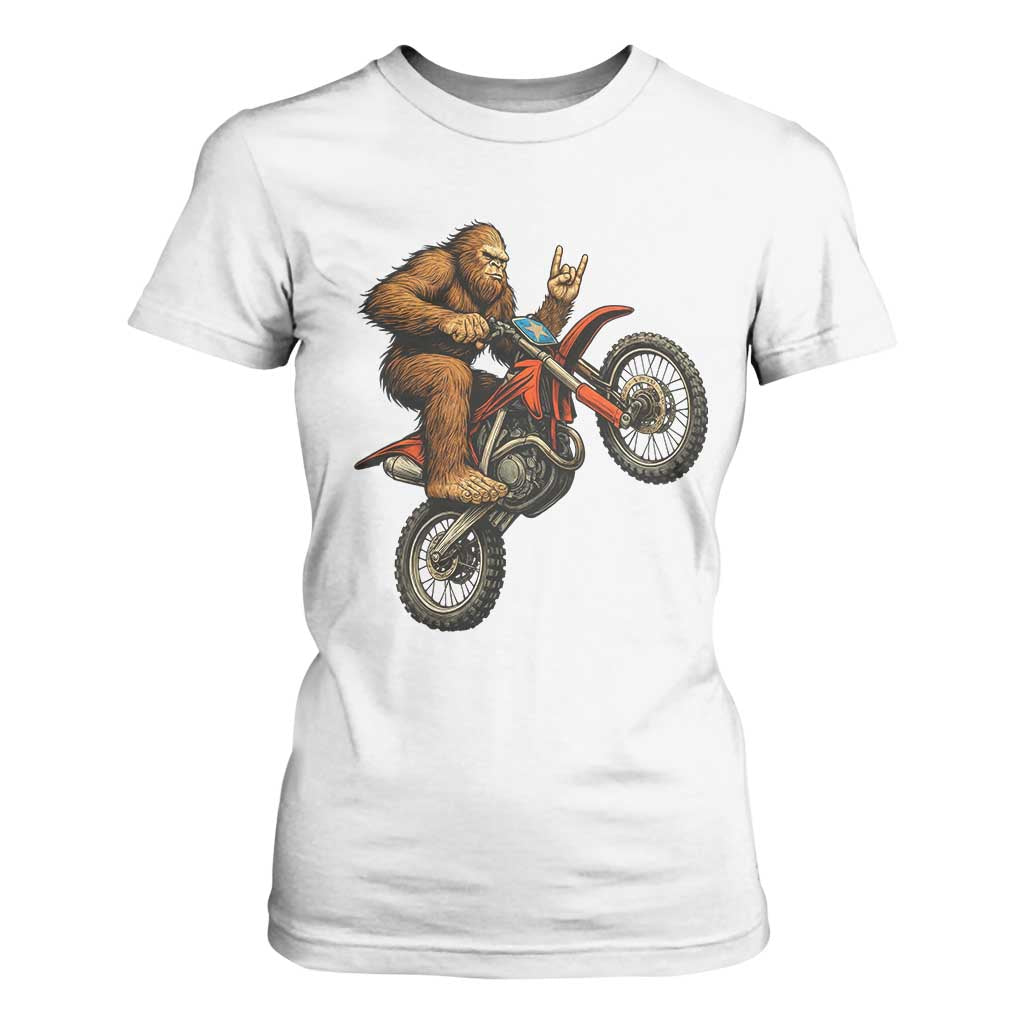 Bigfoot Dirt Bike T Shirt For Women Motocross Sasquatch Rock On Hand TS14 White Print Your Wear