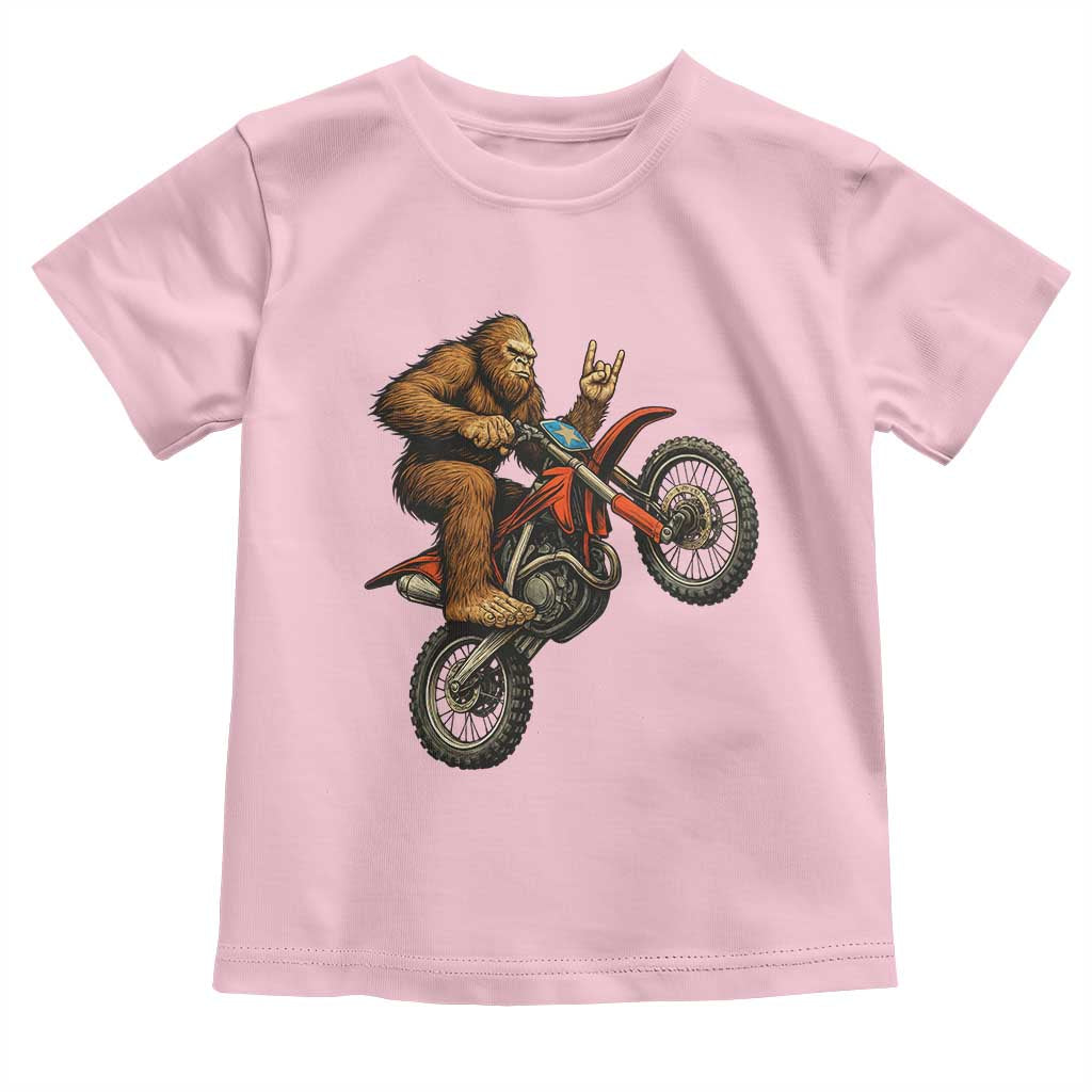 Bigfoot Dirt Bike Toddler T Shirt Motocross Sasquatch Rock On Hand TS14 Light Pink Print Your Wear