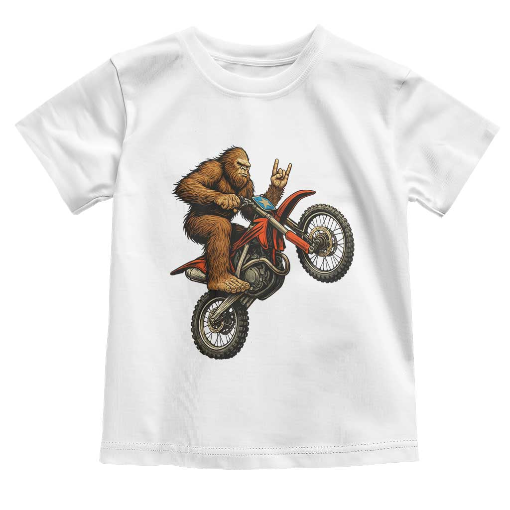 Bigfoot Dirt Bike Toddler T Shirt Motocross Sasquatch Rock On Hand TS14 White Print Your Wear