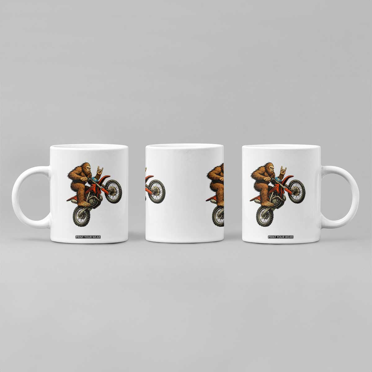 Bigfoot Dirt Bike Coffee Mug Motocross Sasquatch Rock On Hand TS14 Print Your Wear