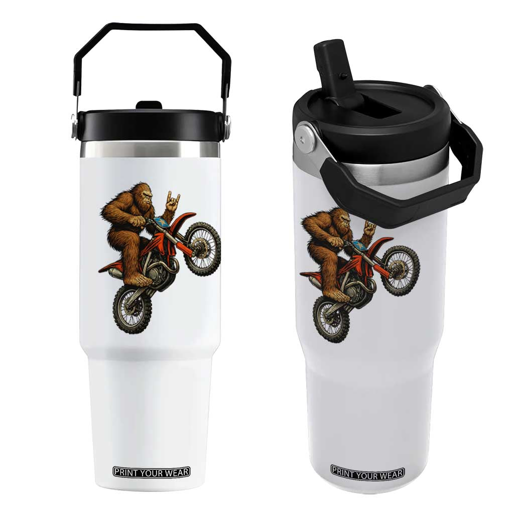 Bigfoot Dirt Bike Flip Straw Tumbler Motocross Sasquatch Rock On Hand TS14 One Size: 30 oz White Print Your Wear