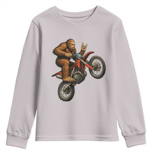 Bigfoot Dirt Bike Youth Sweatshirt Motocross Sasquatch Rock On Hand TS14 Ice Gray Print Your Wear