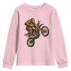 Bigfoot Dirt Bike Youth Sweatshirt Motocross Sasquatch Rock On Hand TS14 Light Pink Print Your Wear