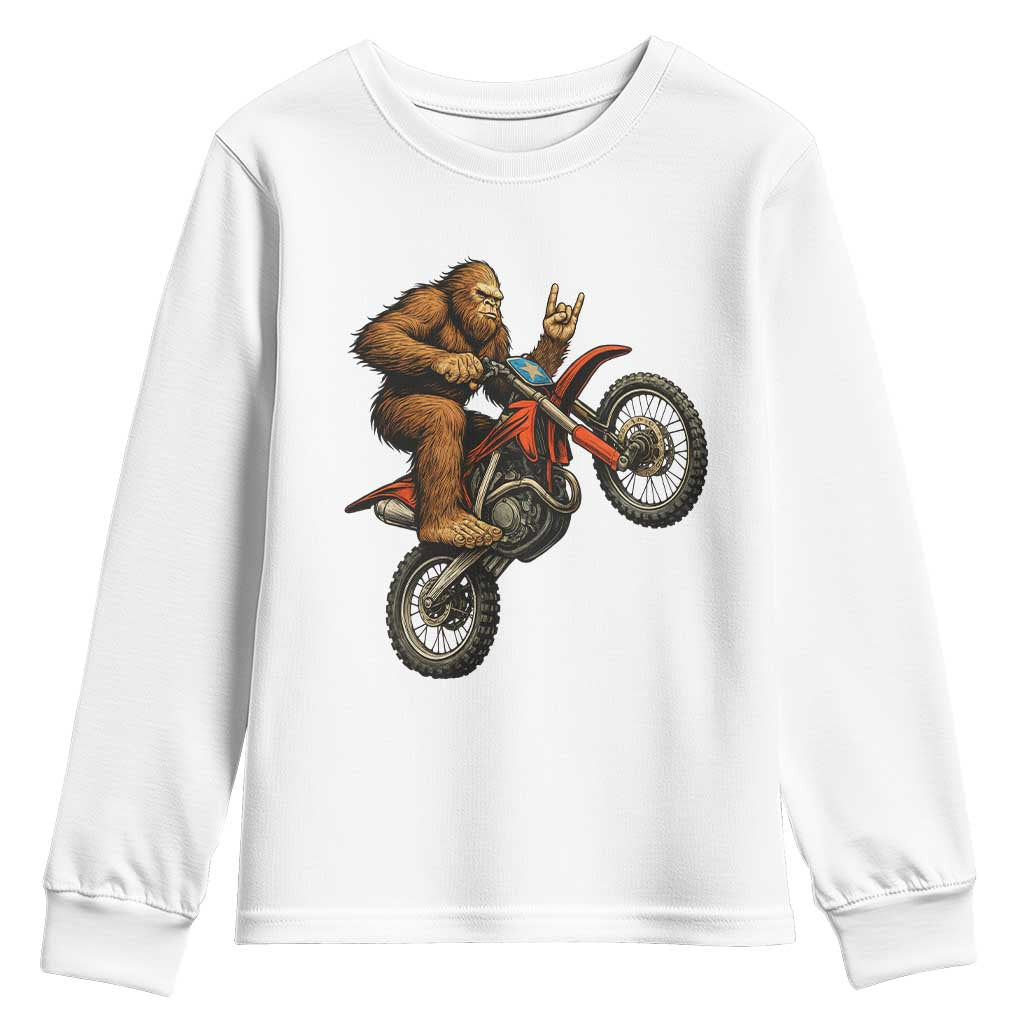 Bigfoot Dirt Bike Youth Sweatshirt Motocross Sasquatch Rock On Hand TS14 White Print Your Wear