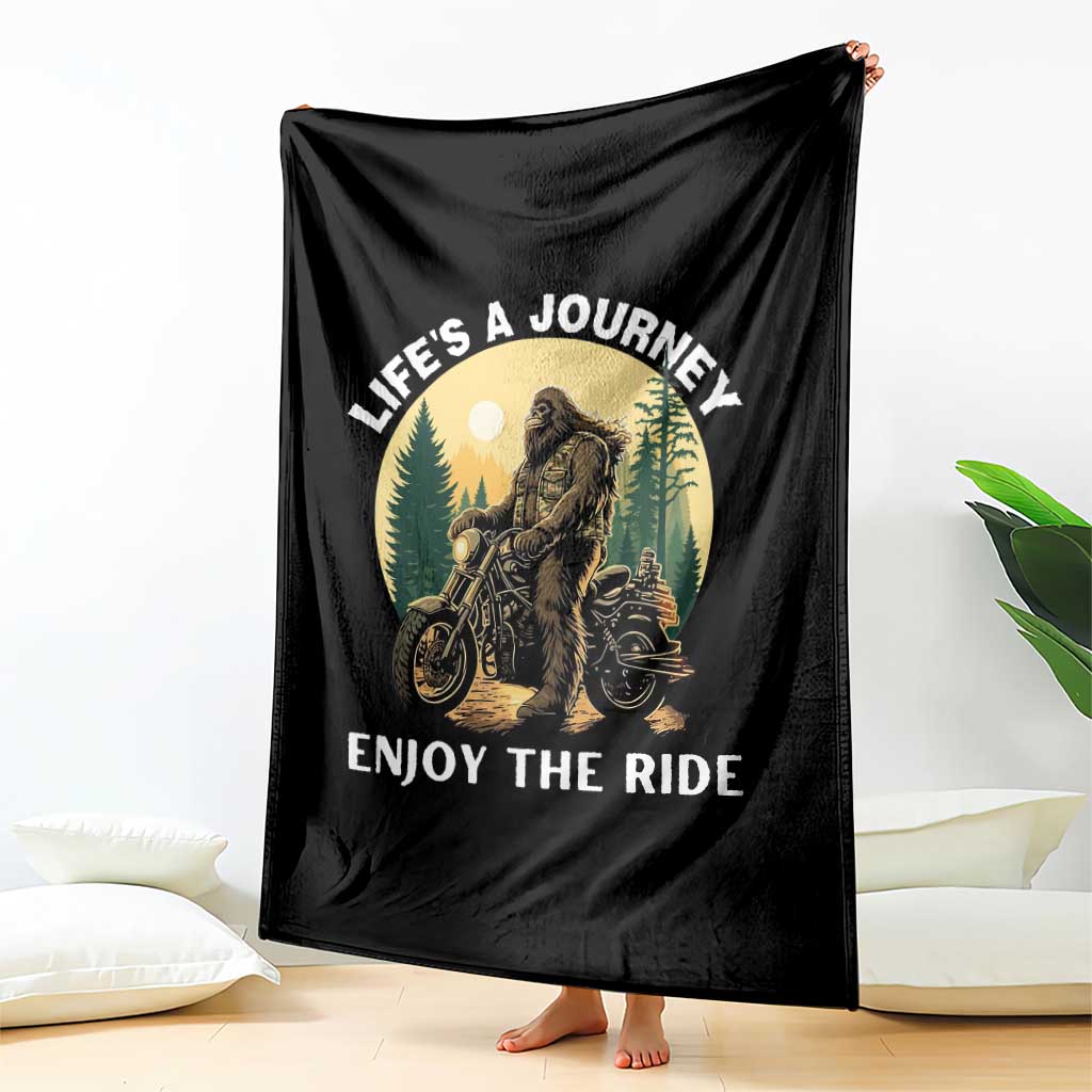 Motorcycle Bigfoot Sasquatch Throw Blanket Life Is A Journey Enjoy The Ride TS14 Print Your Wear