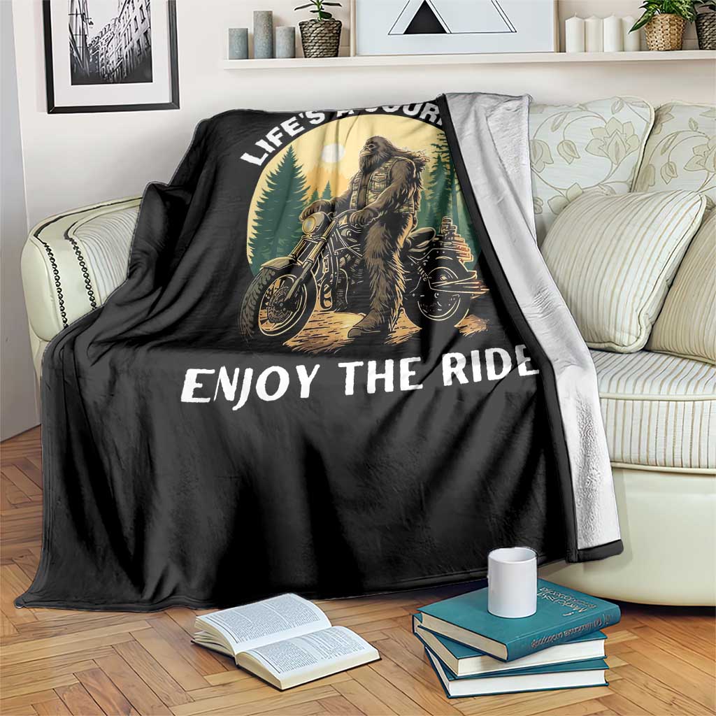 Motorcycle Bigfoot Sasquatch Throw Blanket Life Is A Journey Enjoy The Ride TS14 Print Your Wear