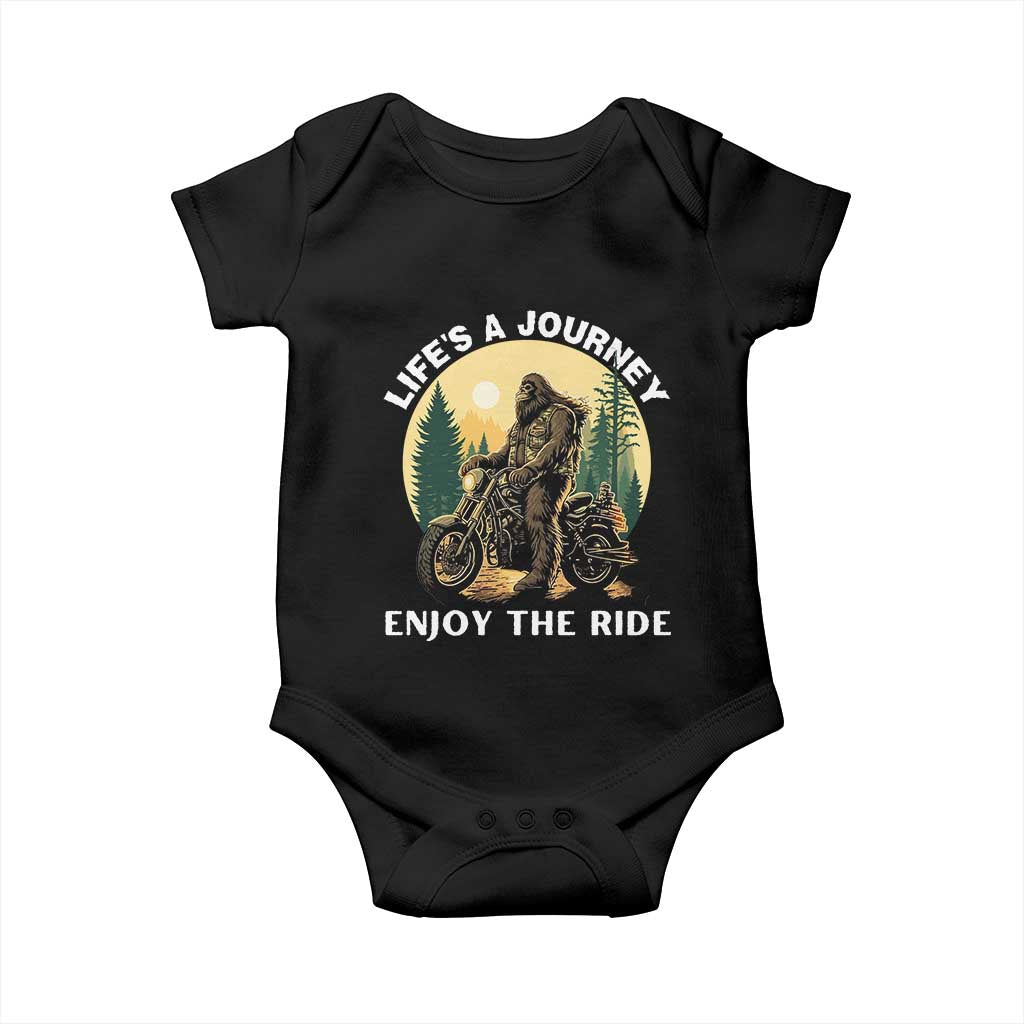 Motorcycle Bigfoot Sasquatch Baby Onesie Life Is A Journey Enjoy The Ride TS14 Black Print Your Wear