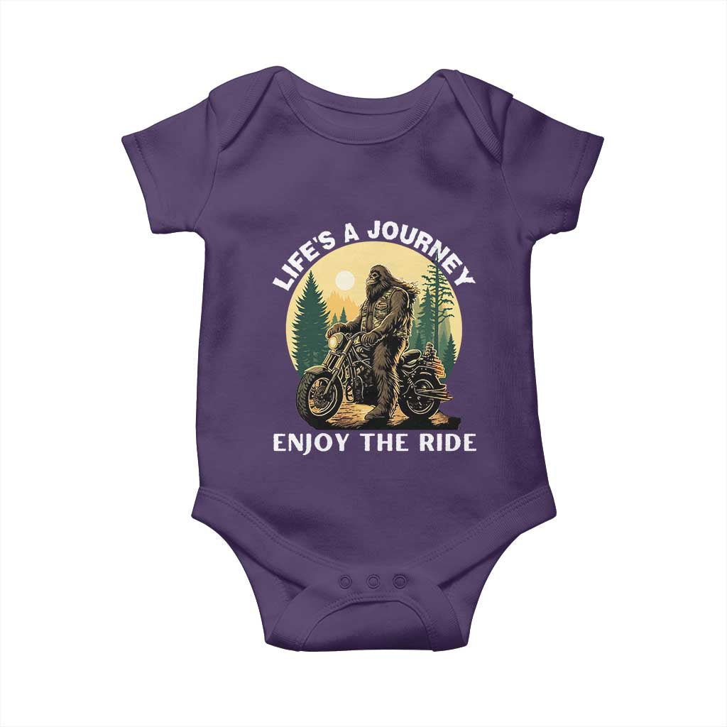 Motorcycle Bigfoot Sasquatch Baby Onesie Life Is A Journey Enjoy The Ride TS14 Purple Print Your Wear