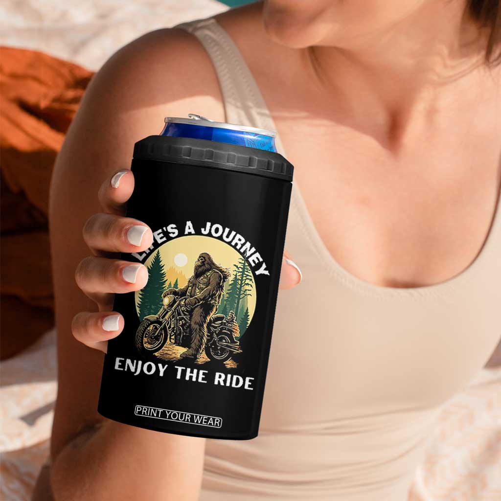 Motorcycle Bigfoot Sasquatch 4 in 1 Can Cooler Tumbler Life Is A Journey Enjoy The Ride TS14 Print Your Wear