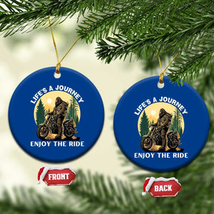 Motorcycle Bigfoot Sasquatch Ceramic Ornament Life Is A Journey Enjoy The Ride TS14 1pc Blue Print Your Wear