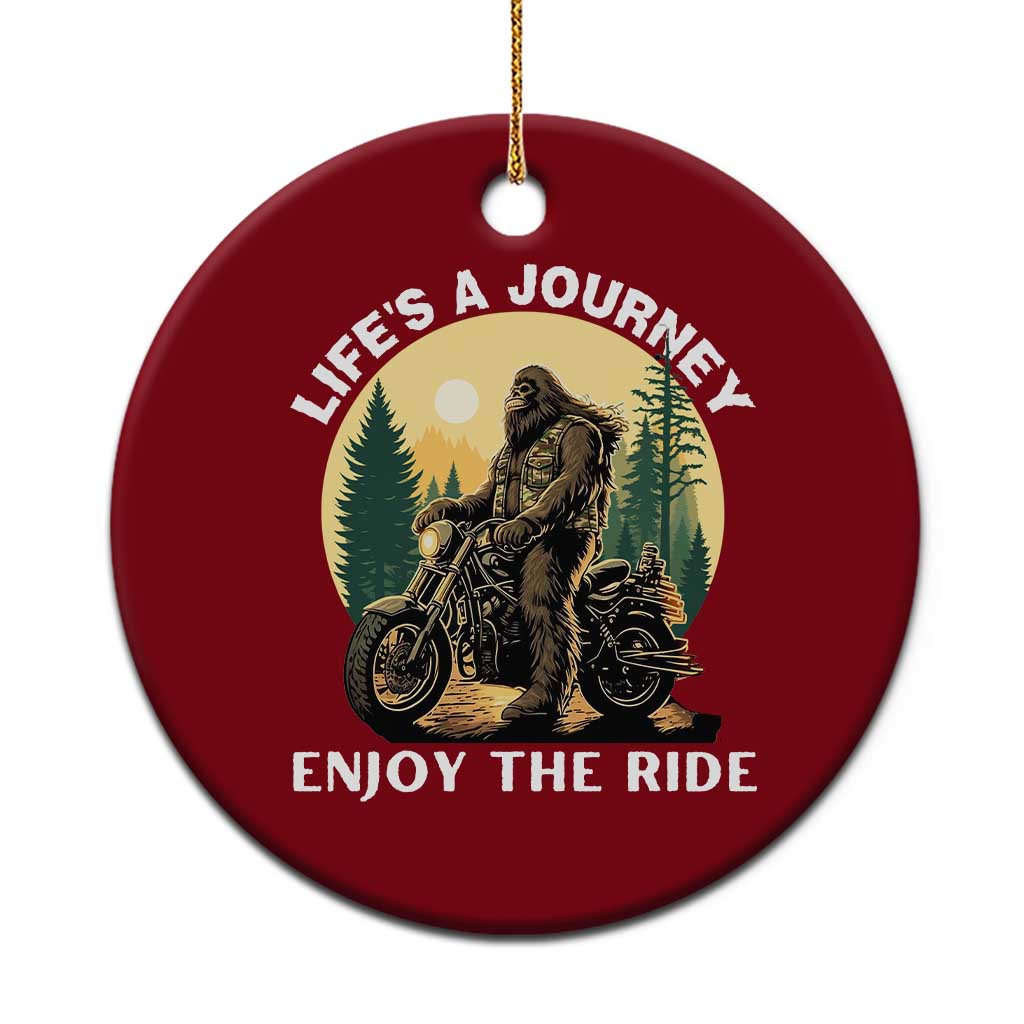 Motorcycle Bigfoot Sasquatch Ceramic Ornament Life Is A Journey Enjoy The Ride TS14 1pc Red Print Your Wear