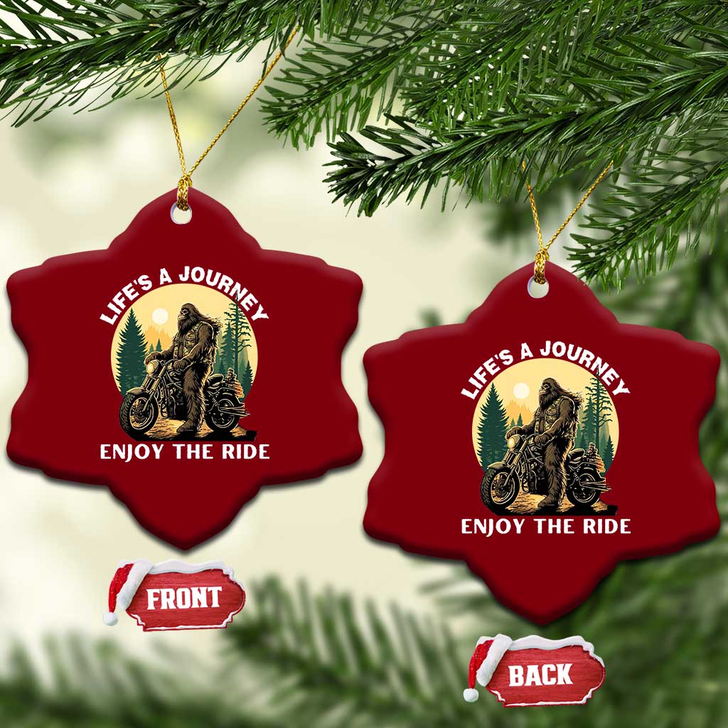 Motorcycle Bigfoot Sasquatch Ceramic Ornament Life Is A Journey Enjoy The Ride TS14 Print Your Wear