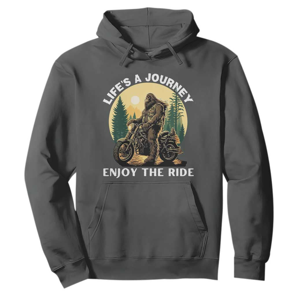 Motorcycle Bigfoot Sasquatch Hoodie Life Is A Journey Enjoy The Ride TS14 Dark Heather Print Your Wear