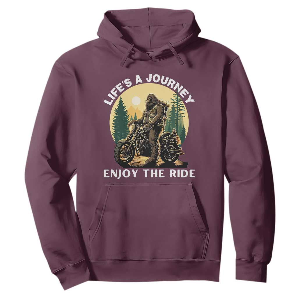 Motorcycle Bigfoot Sasquatch Hoodie Life Is A Journey Enjoy The Ride TS14 Maroon Print Your Wear