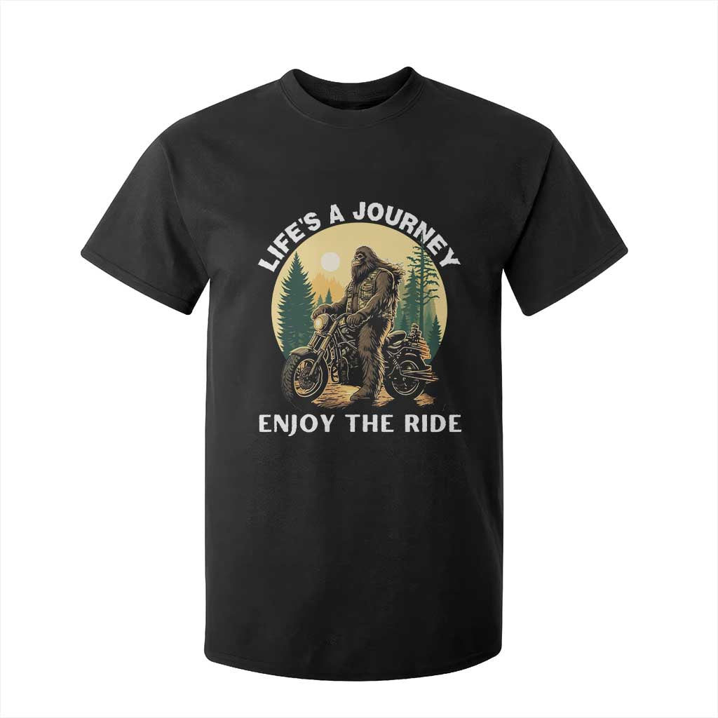 Motorcycle Bigfoot Sasquatch T Shirt For Kid Life Is A Journey Enjoy The Ride TS14 Black Print Your Wear