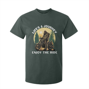 Motorcycle Bigfoot Sasquatch T Shirt For Kid Life Is A Journey Enjoy The Ride TS14 Dark Forest Green Print Your Wear
