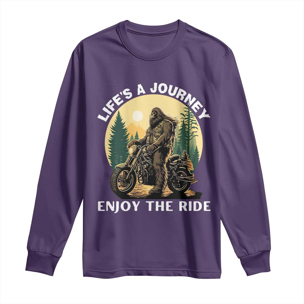 Motorcycle Bigfoot Sasquatch Long Sleeve Shirt Life Is A Journey Enjoy The Ride TS14 Purple Print Your Wear