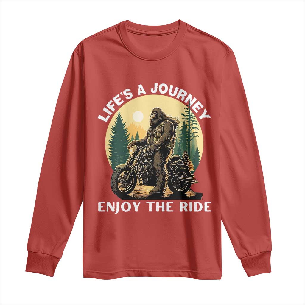 Motorcycle Bigfoot Sasquatch Long Sleeve Shirt Life Is A Journey Enjoy The Ride TS14 Red Print Your Wear