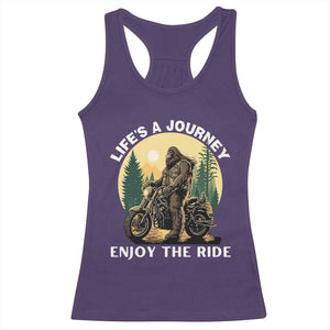 Motorcycle Bigfoot Sasquatch Racerback Tank Top Life Is A Journey Enjoy The Ride TS14 Purple Print Your Wear