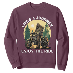 Motorcycle Bigfoot Sasquatch Sweatshirt Life Is A Journey Enjoy The Ride TS14 Maroon Print Your Wear