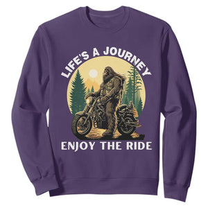 Motorcycle Bigfoot Sasquatch Sweatshirt Life Is A Journey Enjoy The Ride TS14 Purple Print Your Wear