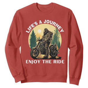Motorcycle Bigfoot Sasquatch Sweatshirt Life Is A Journey Enjoy The Ride TS14 Red Print Your Wear