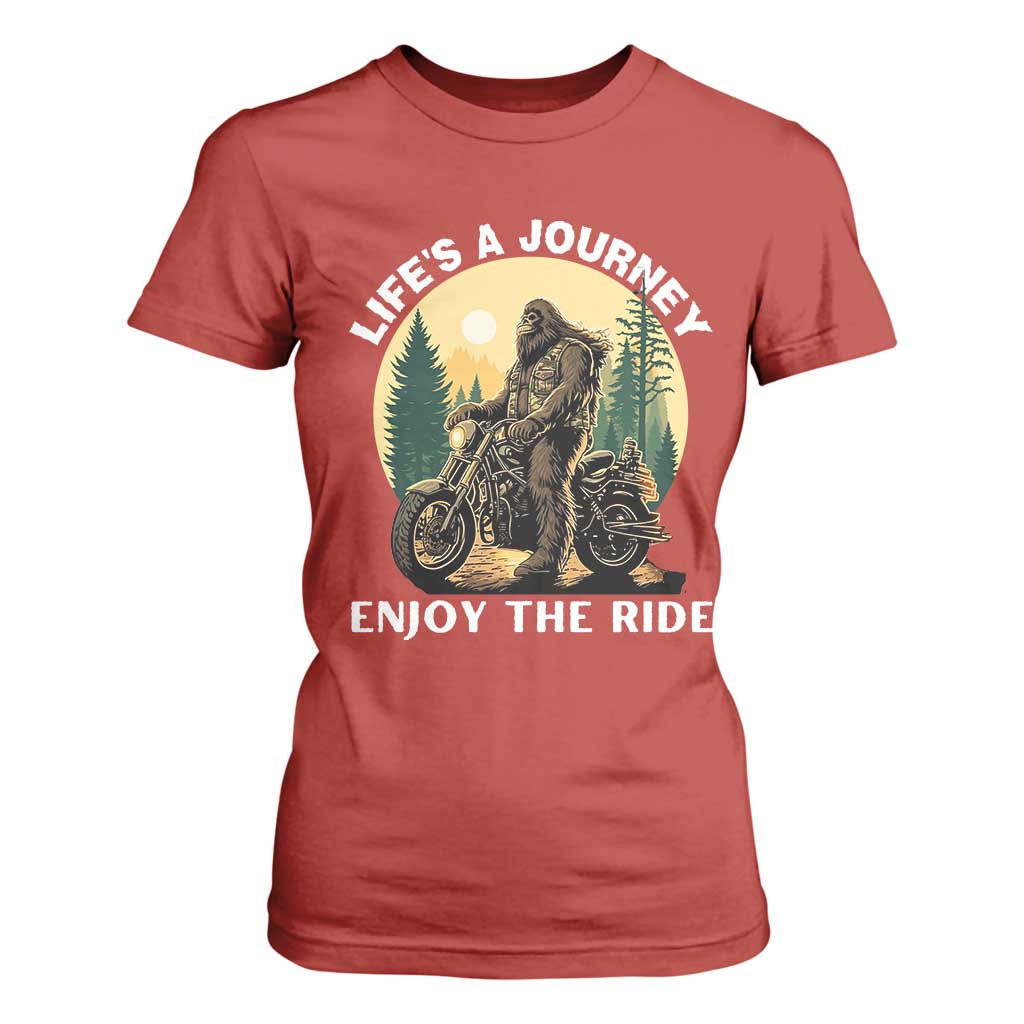 Motorcycle Bigfoot Sasquatch T Shirt For Women Life Is A Journey Enjoy The Ride TS14 Red Print Your Wear