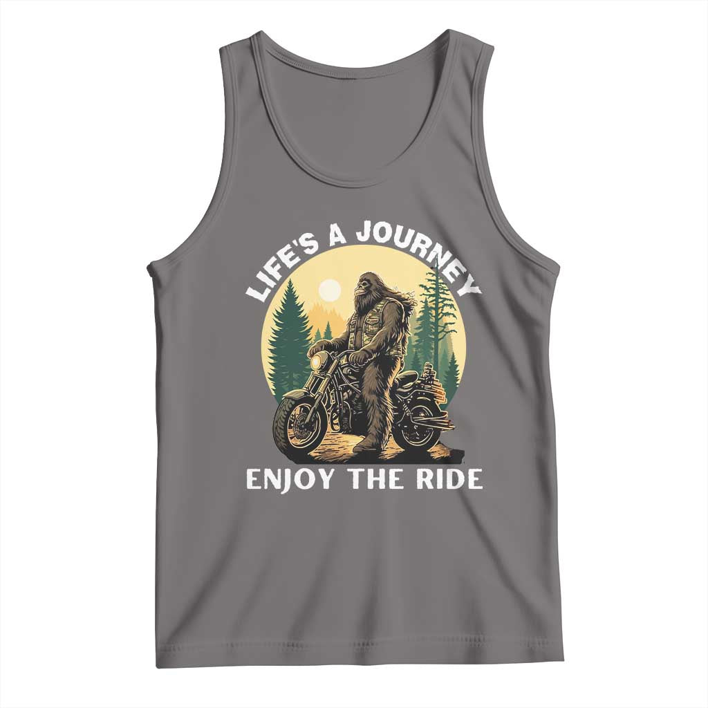 Motorcycle Bigfoot Sasquatch Tank Top Life Is A Journey Enjoy The Ride TS14 Deep Heather Print Your Wear