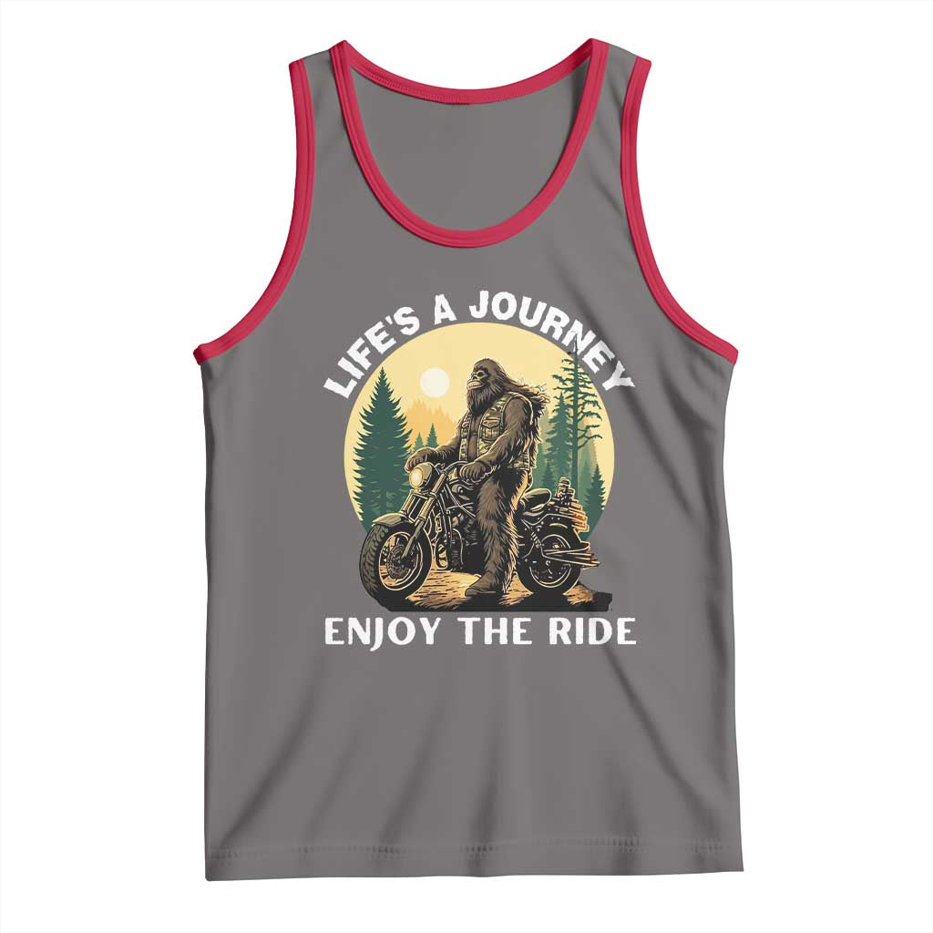 Motorcycle Bigfoot Sasquatch Tank Top Life Is A Journey Enjoy The Ride TS14 Deep Heather Red Print Your Wear