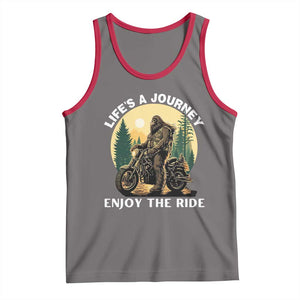 Motorcycle Bigfoot Sasquatch Tank Top Life Is A Journey Enjoy The Ride TS14 Deep Heather Red Print Your Wear
