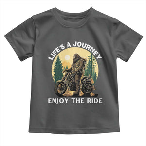 Motorcycle Bigfoot Sasquatch Toddler T Shirt Life Is A Journey Enjoy The Ride TS14 Dark Heather Print Your Wear